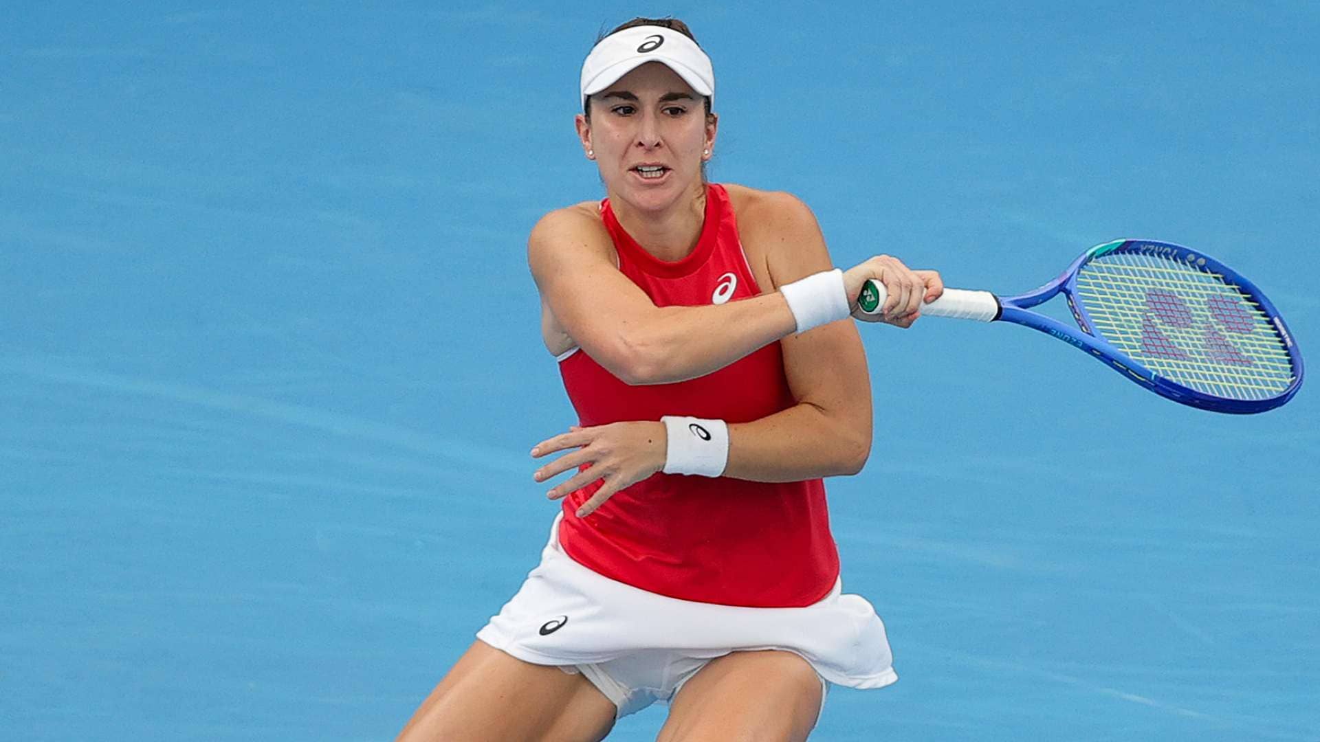 Belinda Bencic in action on Saturday at the United Cup in Sydney.