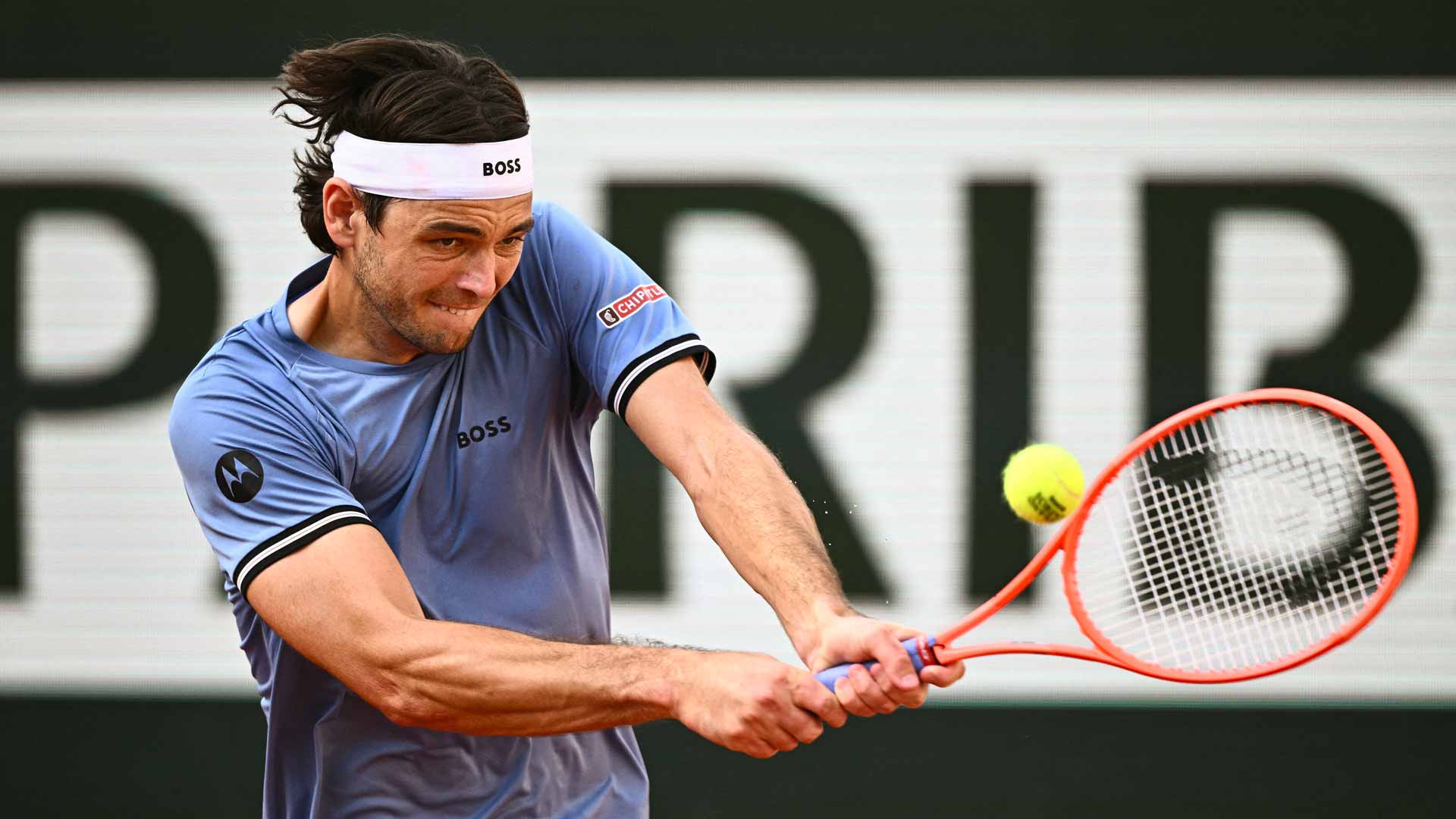 Taylor Fritz in action Sunday at Roland Garros.