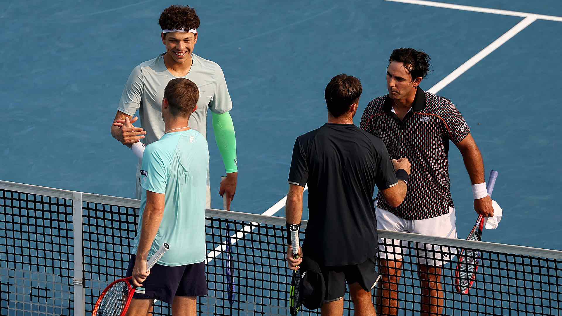 Ben Shelton and Diego Hidalgo fell to Christian Harrison and Neal Skupski Monday in Washington.