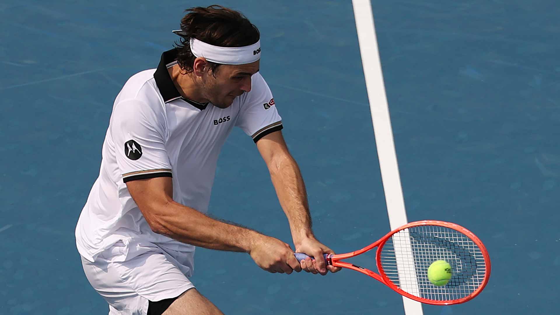 Taylor Fritz advanced to his third consecutive quarter-final at the Mubadala DC Open.