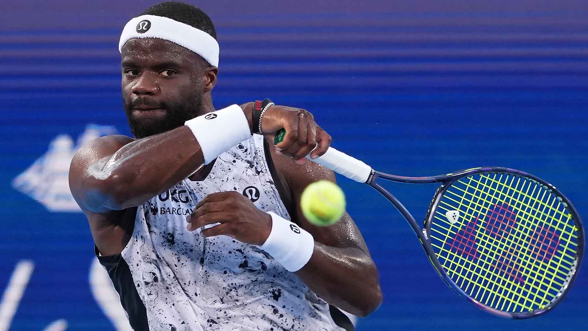Frances Tiafoe in action Friday at the Cincinnati Open.